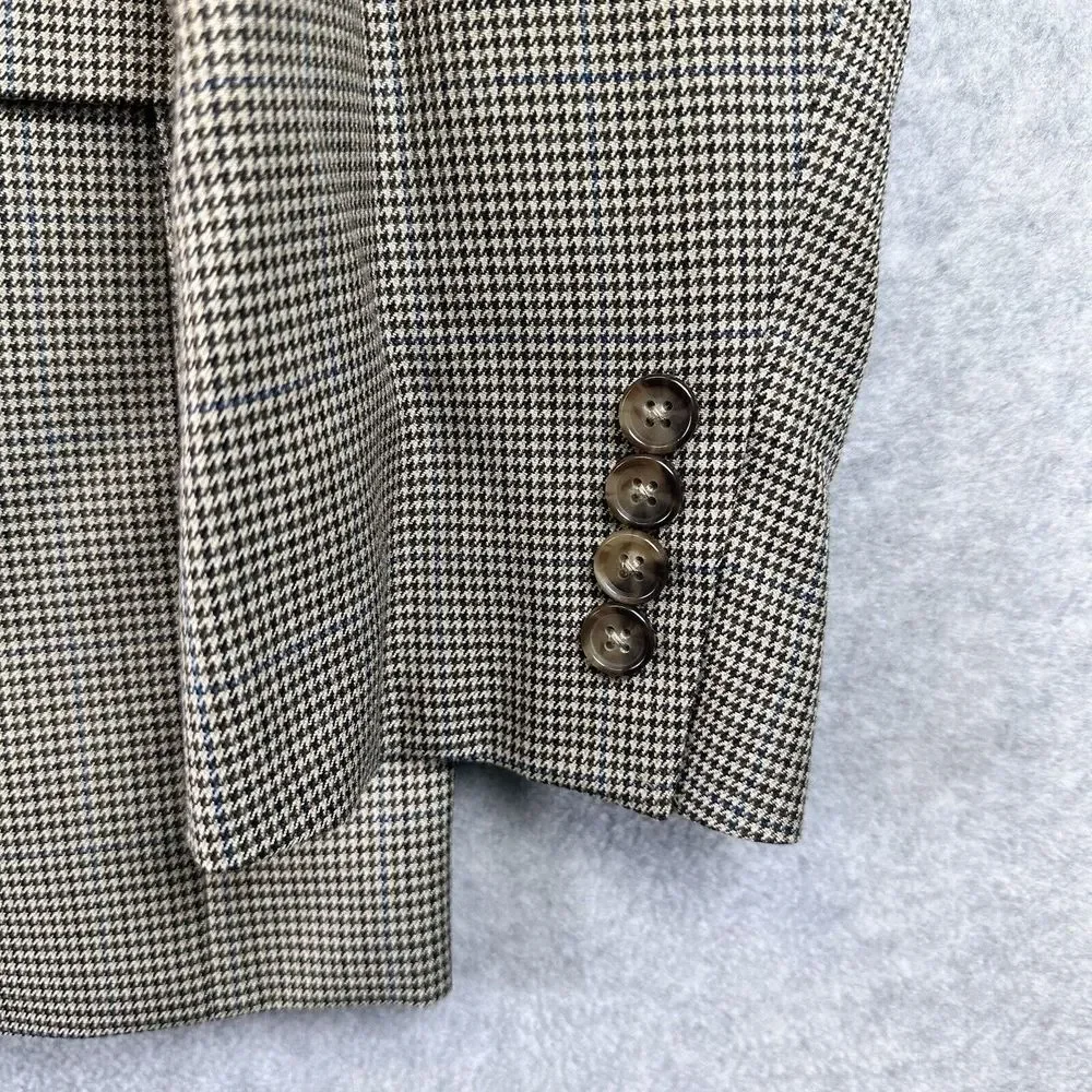 Ralph Lauren LRL 48R Houndstooth Plaid Blazer Men Light Brown Sport Coat  Career